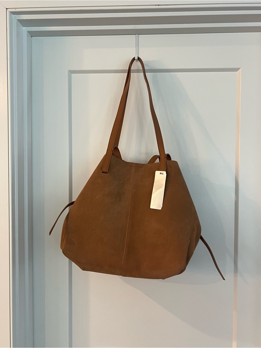 Brown Suede Shoulder Tote Bag